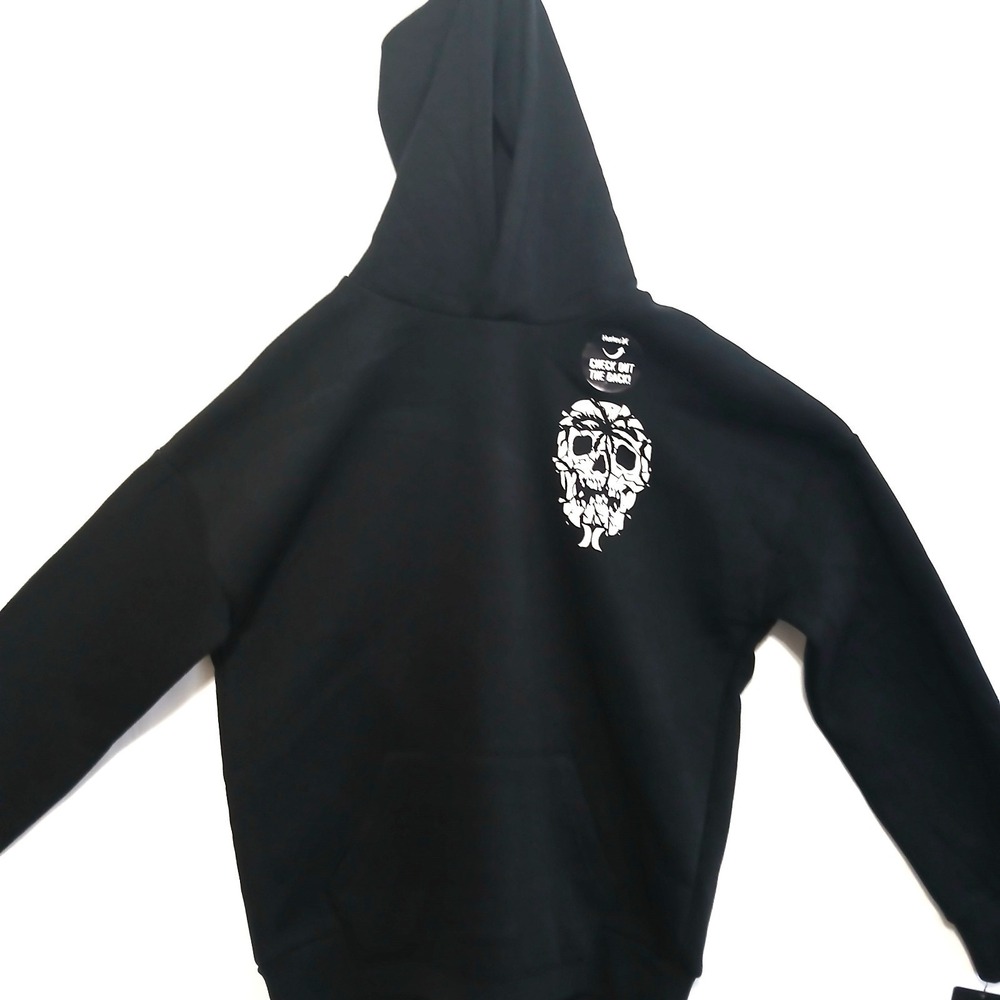 *NEW* HURLEY Sweatshirt Boy's Hoodie Pullover Size L Black F/B Graphic Designs - Picture 3 of 10